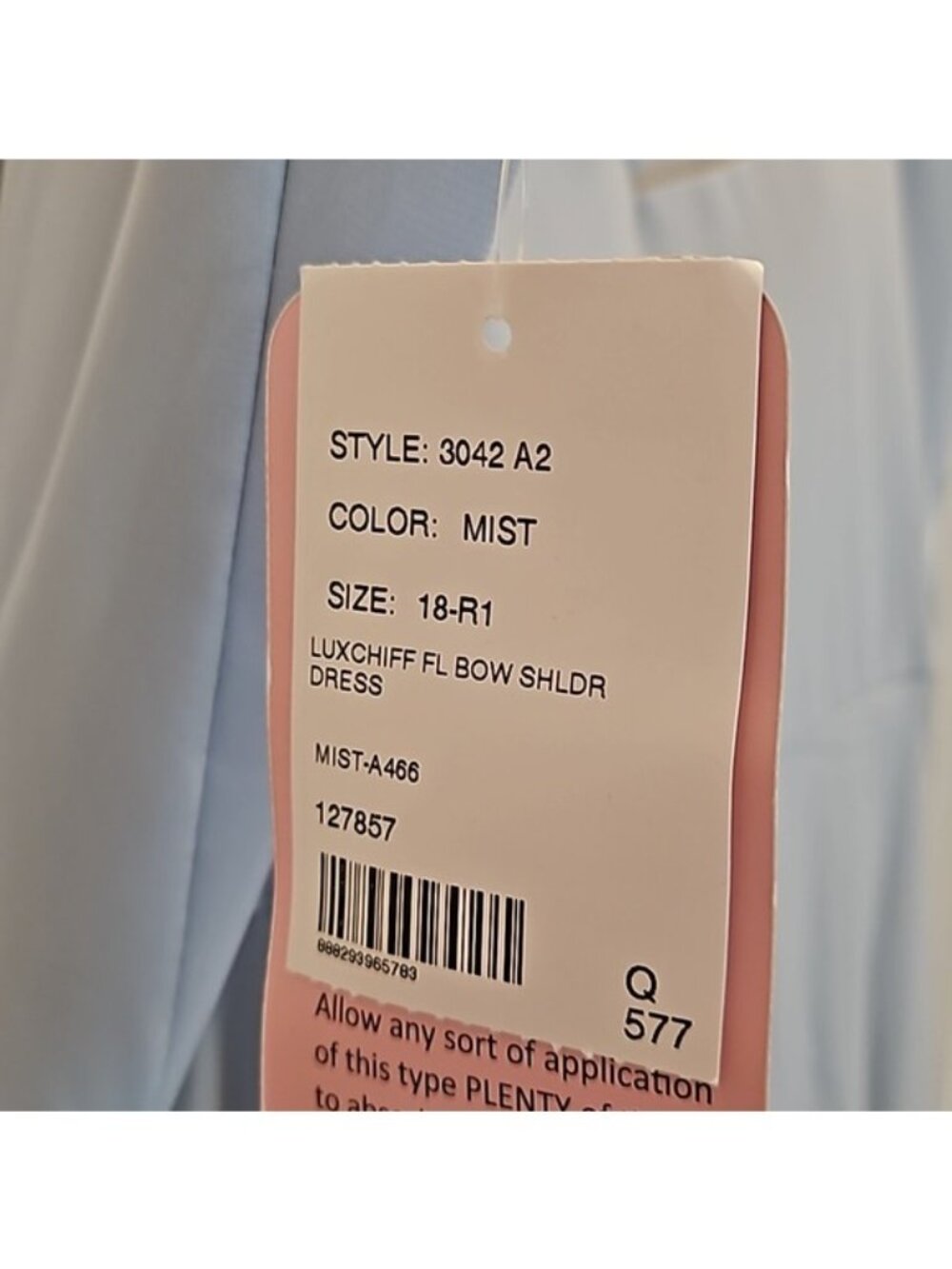 Dessy Collection Bow Shoulder Chiffon Maxi Dress Size 18 New Mist Blue Women's - Picture 6 of 11
